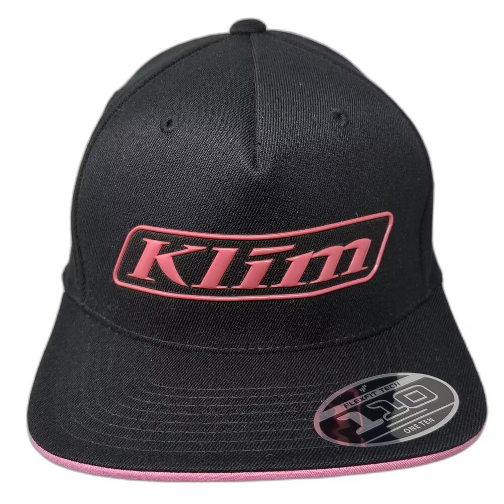 Klim 5 Panel Hat Black Pink OS Snapback Flexfit 110 Rubberized Logo Adjustable
